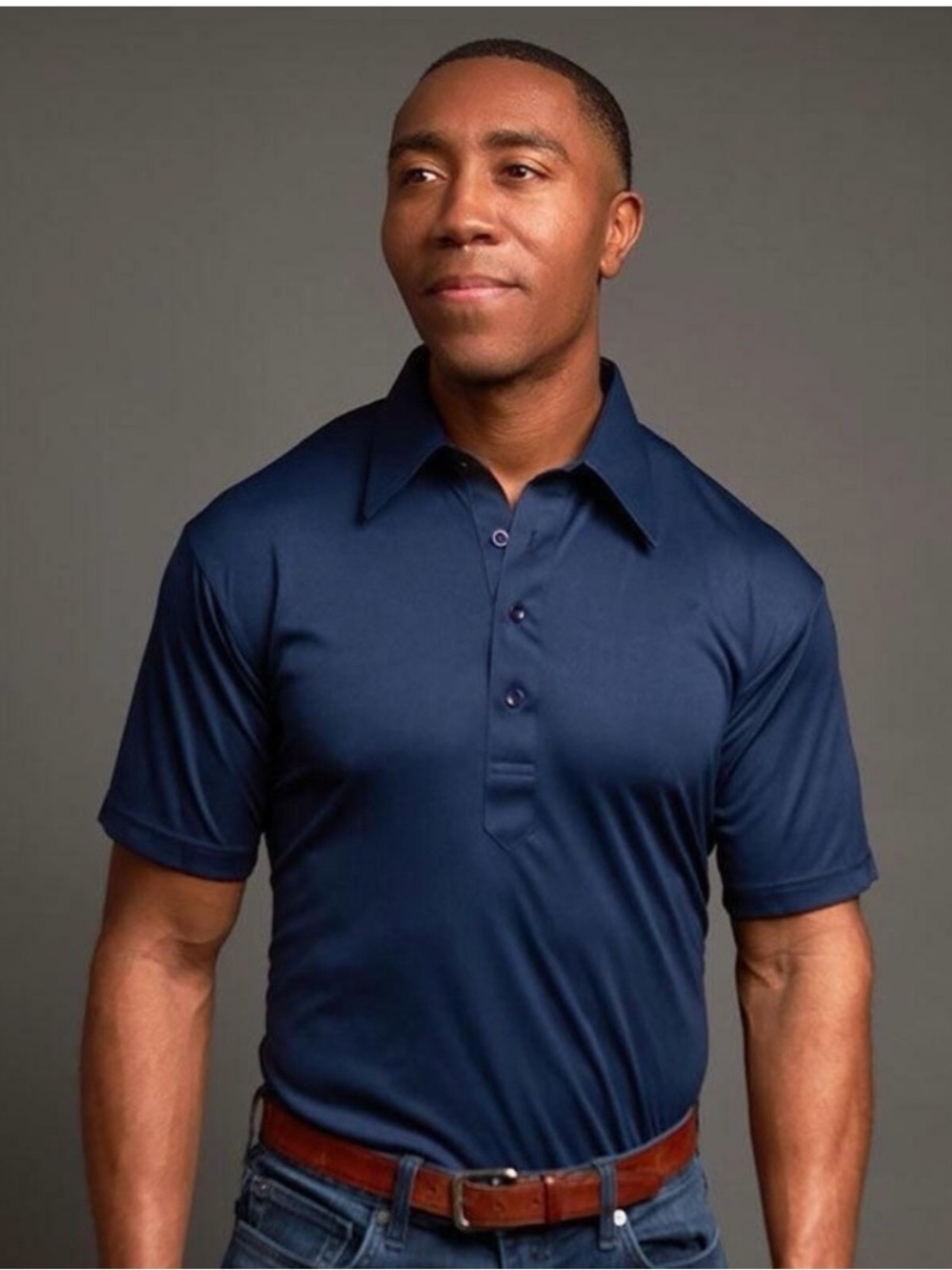 Collars & Co The Dress Collar Polo Men's Short-Sleeve Performance Shirt Navy Lrg